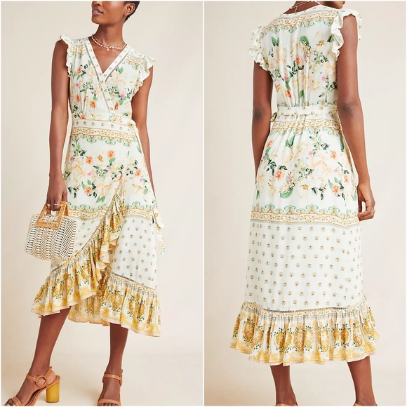 FARM Rio Dresses Farm Rio Tea Rose Ruffle Wrap Dress Poshmark